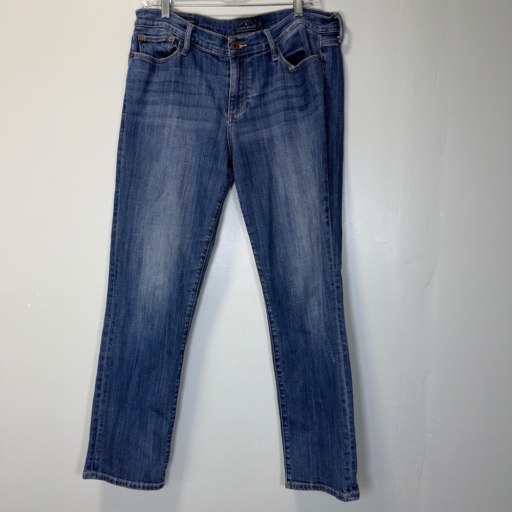 Lucky Brand Sweet N Straight Blue Denim Jeans Womens 14/32 Medium Wash Mid Rise